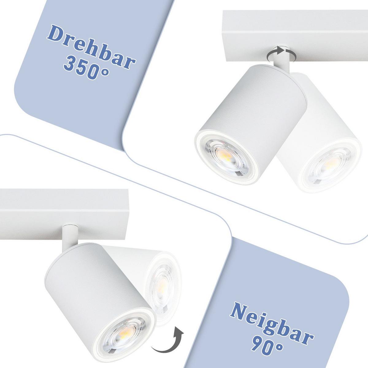 DECKENSTRAHLER Glanz 3-flammig 42/6/10 cm - Weiß, Metall (42/6/10cm) - Nettlife