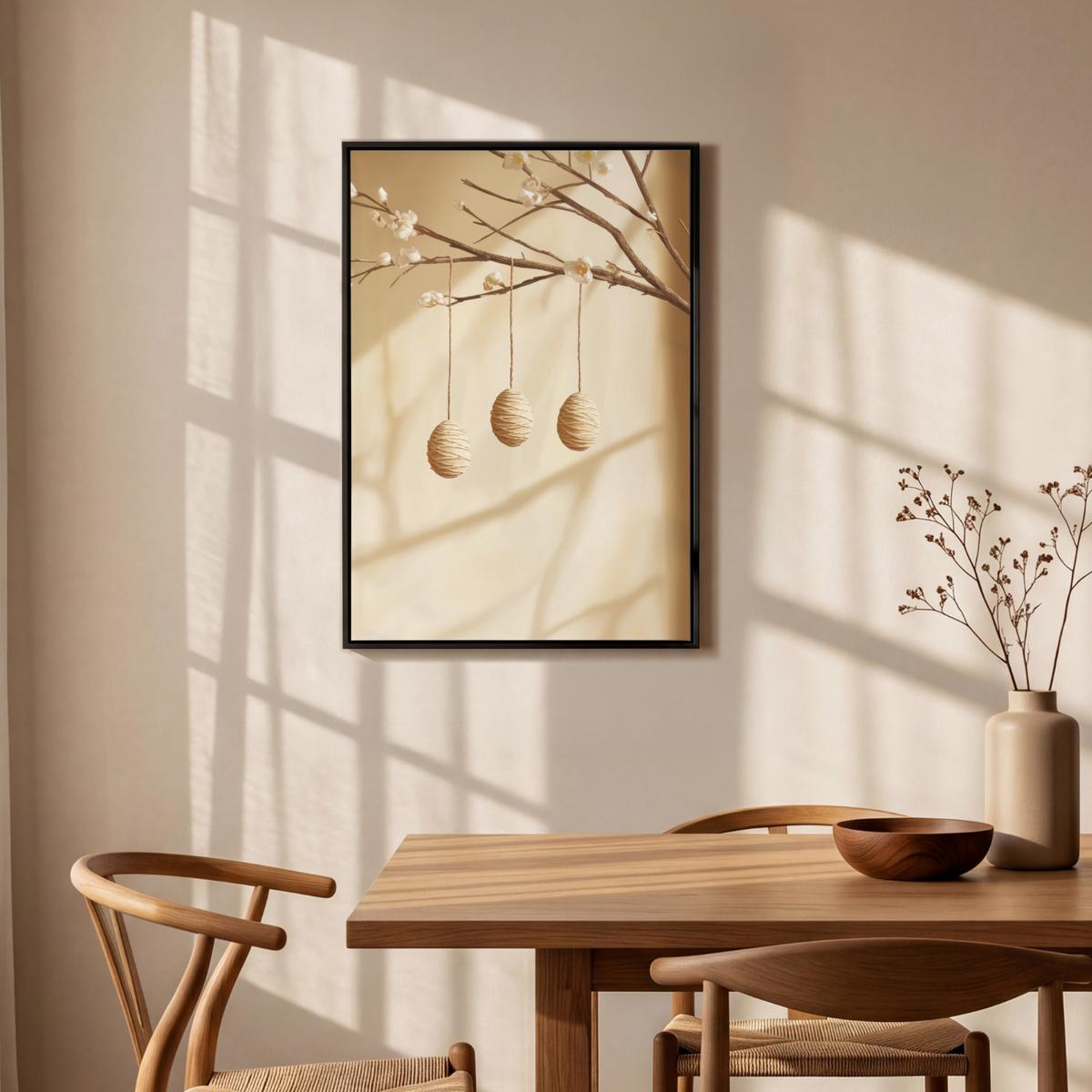 LEINWAND Bilder mit Rahmen - Beige - Osterkuchen - Eier - 60x90 - Beige, Textil (60/90cm) - MuchoWow