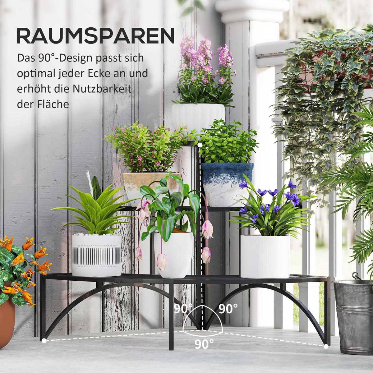 PFLANZENSTÄNDER Metall Schwarz - Schwarz, Metall (60/60/87cm) - Outsunny