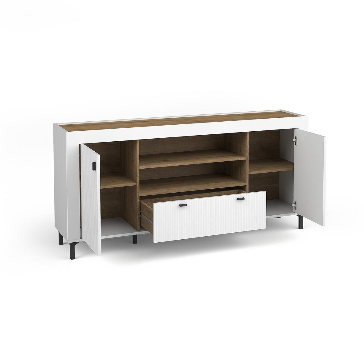 KOMMODE Monta mit 2 Türen und 1 Schublade, Weiß - Weiß, Holzwerkstoff (177/84/40cm) - Beautysofa