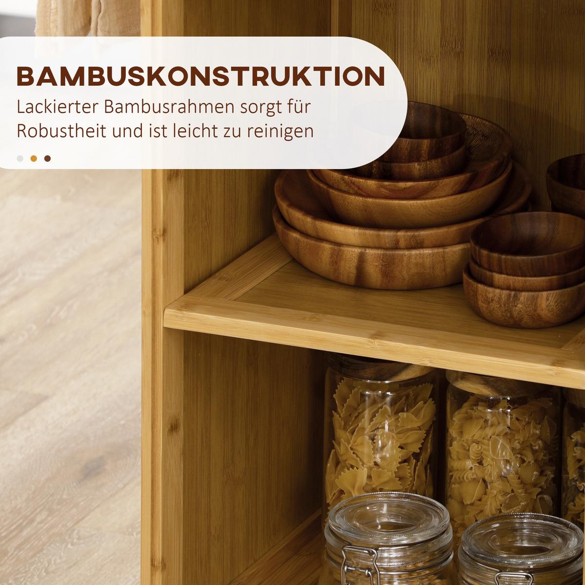 KÜCHENWAGEN, Bambus, Naturholz - Naturfarben, Naturmaterialien (36/85/84cm) - HOMCOM