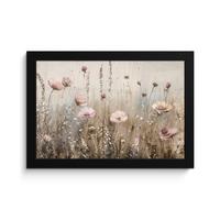 POSTER MIT RAHMENGERAHMTES BILD Blumen - Rosa - Modern - Beige 30x20 cm - Beige, Papier (30/20cm) - MuchoWow