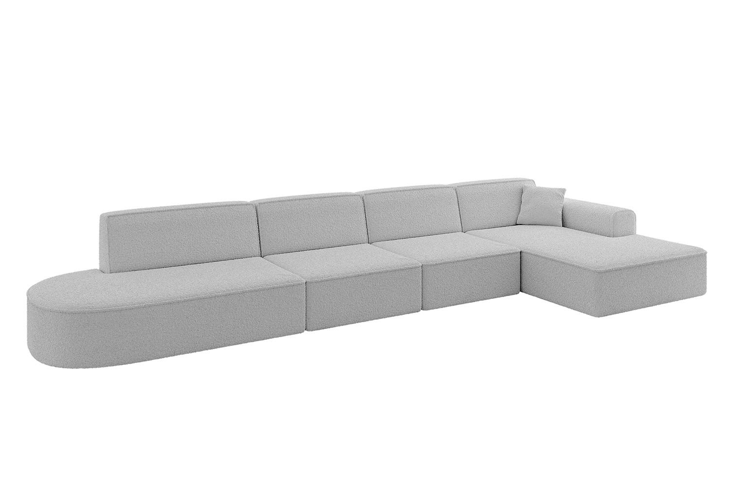 ECKSOFA Ottomane Rechts IREA-L3-v3 - 412x165x77 cm Hellgrau - Hellgrau, Holzwerkstoff/Textil (412/165cm) - ALTDECOR