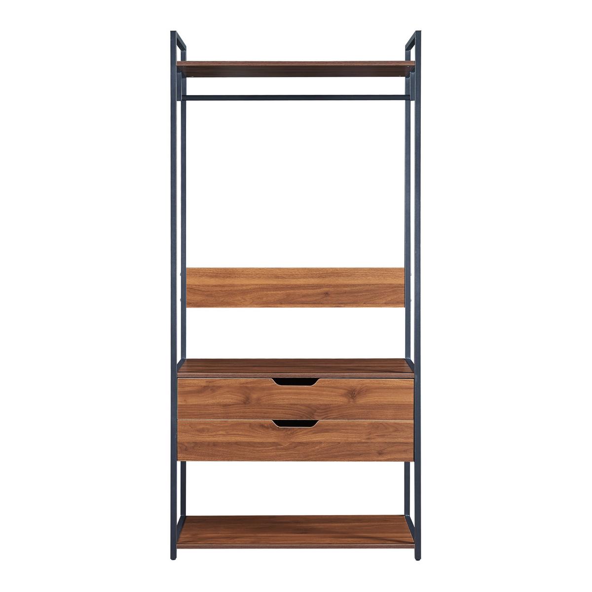 GARDEROBENSTÄNDER Larem - Walnussfarben/Schwarz, Holzwerkstoff/Metall (84/180/40cm) - [en.casa]
