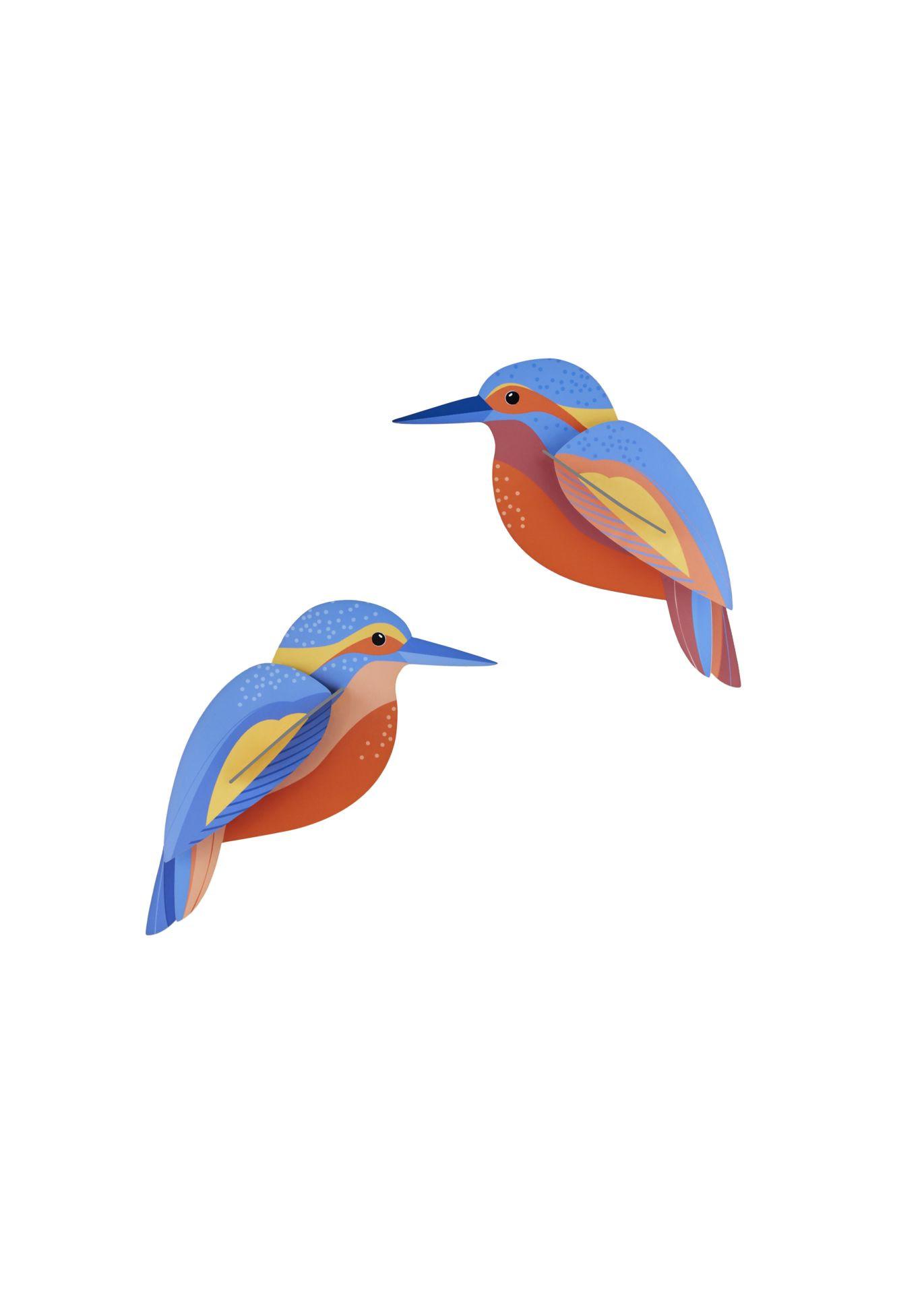 WANDDEKO Eisvogel-Duo 3.5/6 cm - Multicolor, Wellpappe (3.5/6/15cm) - Studio Roof