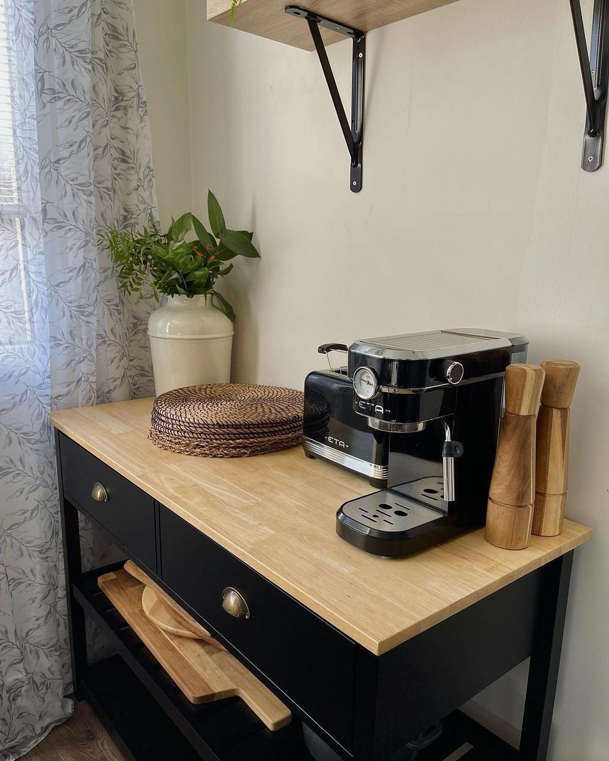 SERVIERWAGEN Holz Schwarz Navarino - Schwarz/Braun, Holz/Holzwerkstoff (120/91/48cm) - Beliani