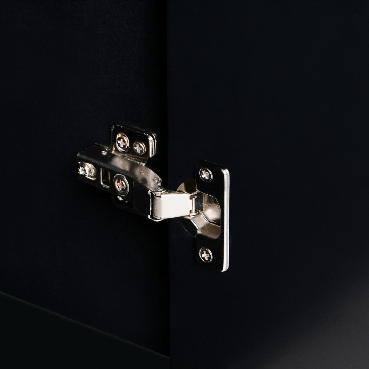 SCHRANK Schwarz Glastonbury - Schwarz, Holzwerkstoff/Metall (120/80/40cm) - Beliani