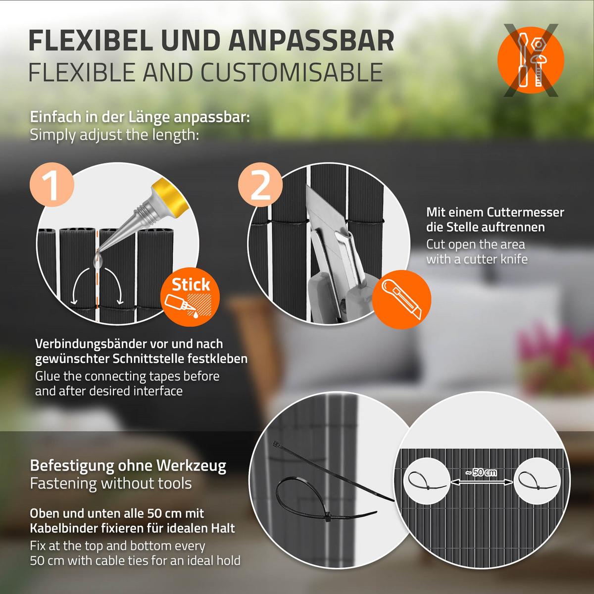 PVC SICHTSCHUTZMATTE 100 x 700 cm Anthrazit - Anthrazit, Kunststoff (700/100cm)