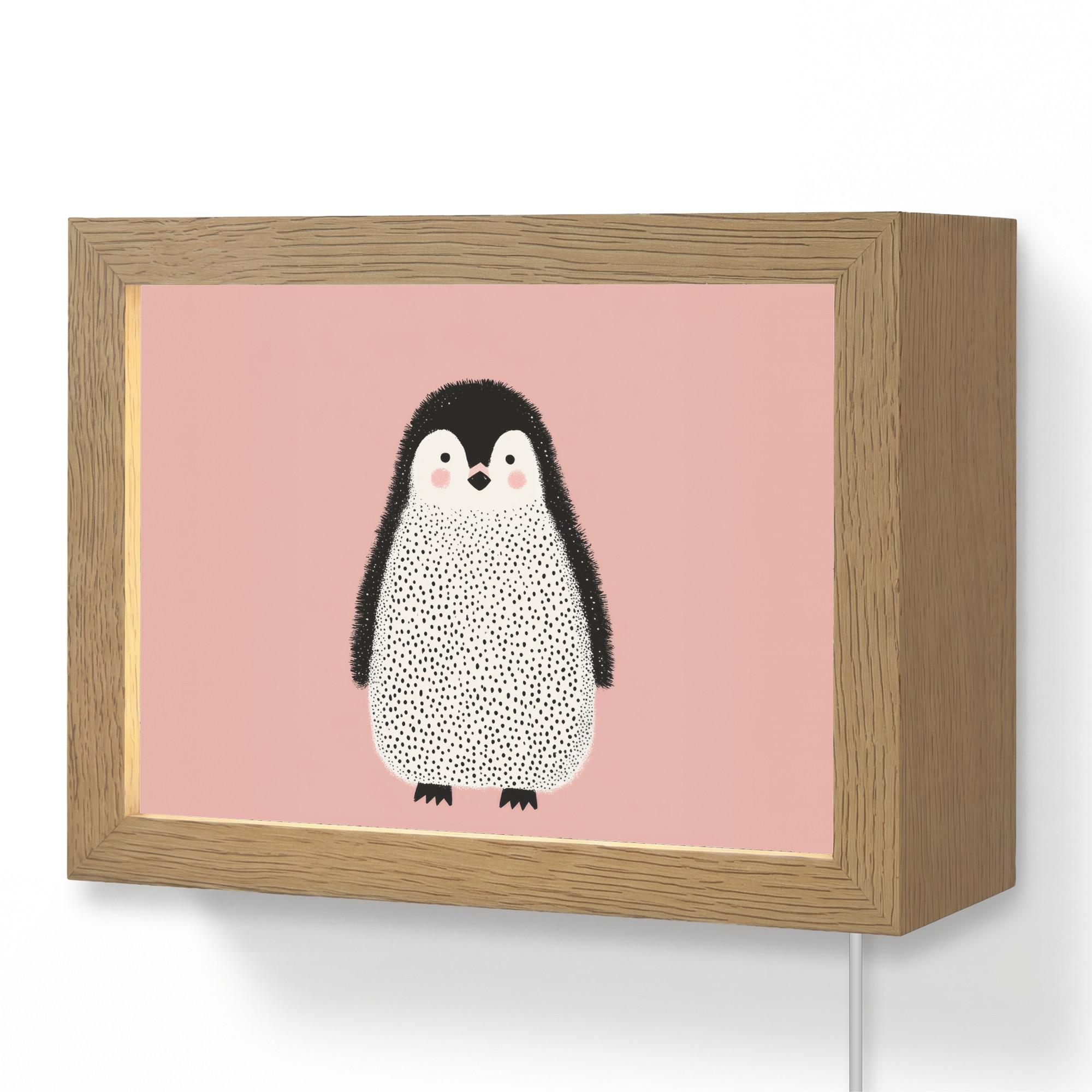 WANDLEUCHTE Pinguin - Punkte - Minimalistisch - Rosa 20x15 cm - Rosa, Holzwerkstoff (20/15/8cm) - OnlyWow