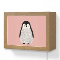 WANDLEUCHTE Pinguin - Punkte - Minimalistisch - Rosa 20x15 cm - Rosa, Holzwerkstoff (20/15/8cm) - OnlyWow