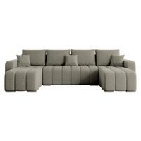 WOHNLANDSCHAFT Pufetto U Boucle - Greige/Silberfarben, Holz/Textil (313/86/147cm) - MIRJAN24