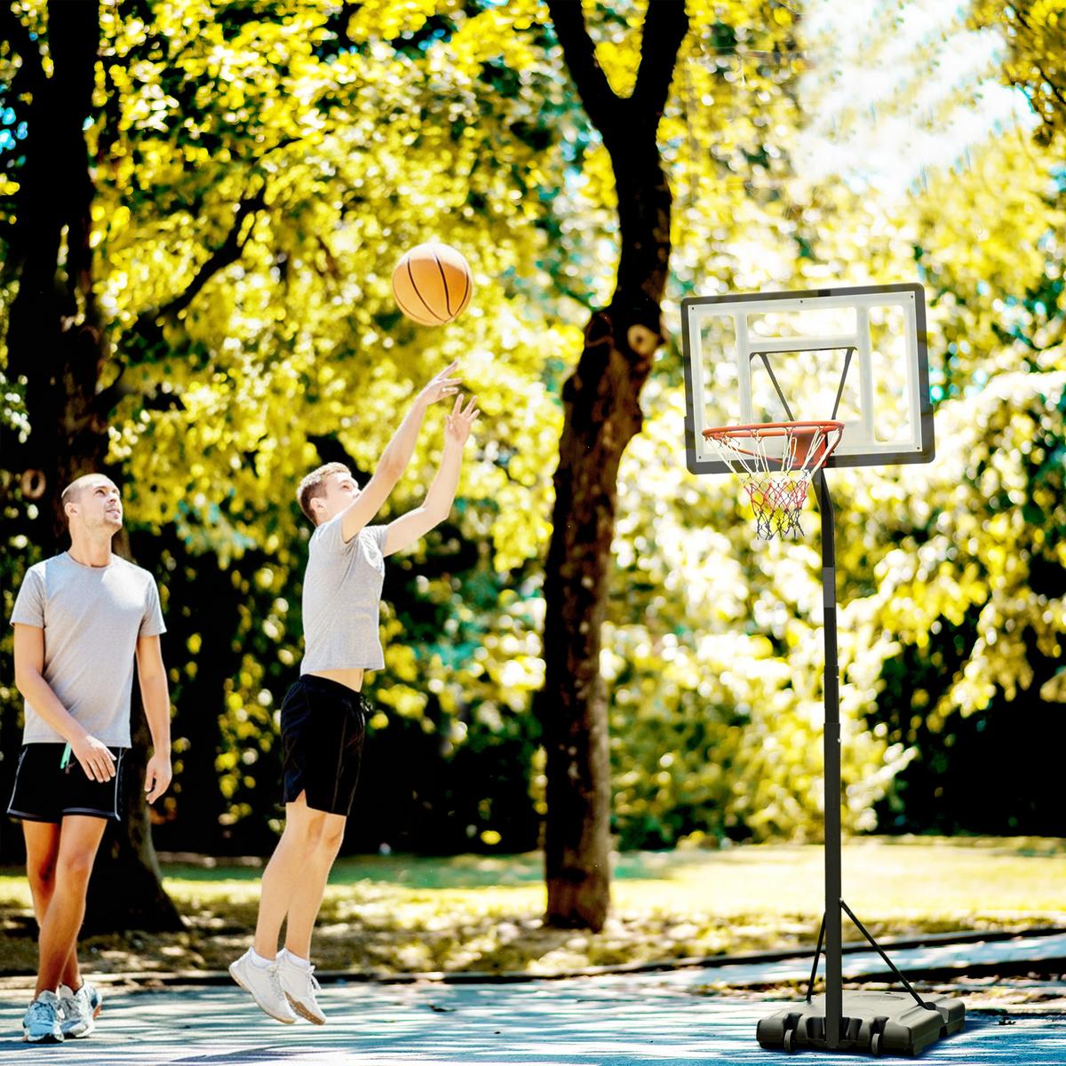 BASKETBALLSTÄNDER, Stahl, Schwarz, 90B x 165T x 302-352H cm - Schwarz, Metall (165/90cm) - HOMCOM