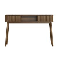 SCHREIBTISCH Mid-Century Walnuss-Optik mit 2 Schubladen & Ablage - Walnussfarben, Holzwerkstoff (35/120/77.6cm) - Urban Meuble