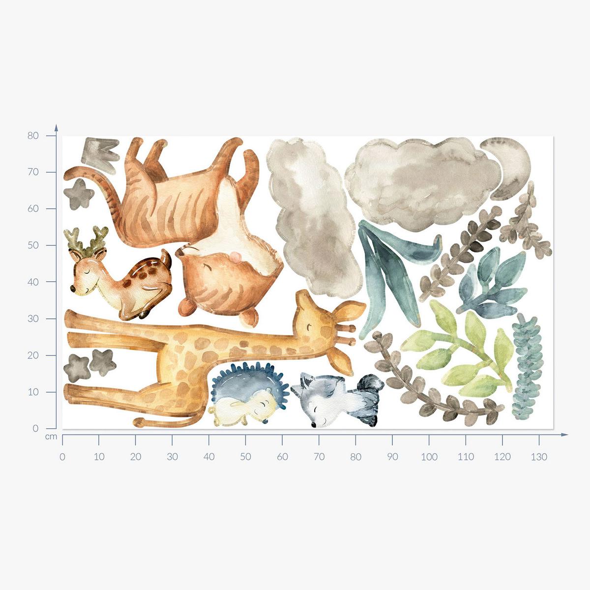 WANDAUFKLEBER 80x134cm - Tierische Natur - Multicolor, Kunststoff (80/134/0.1cm) - Wallfluent