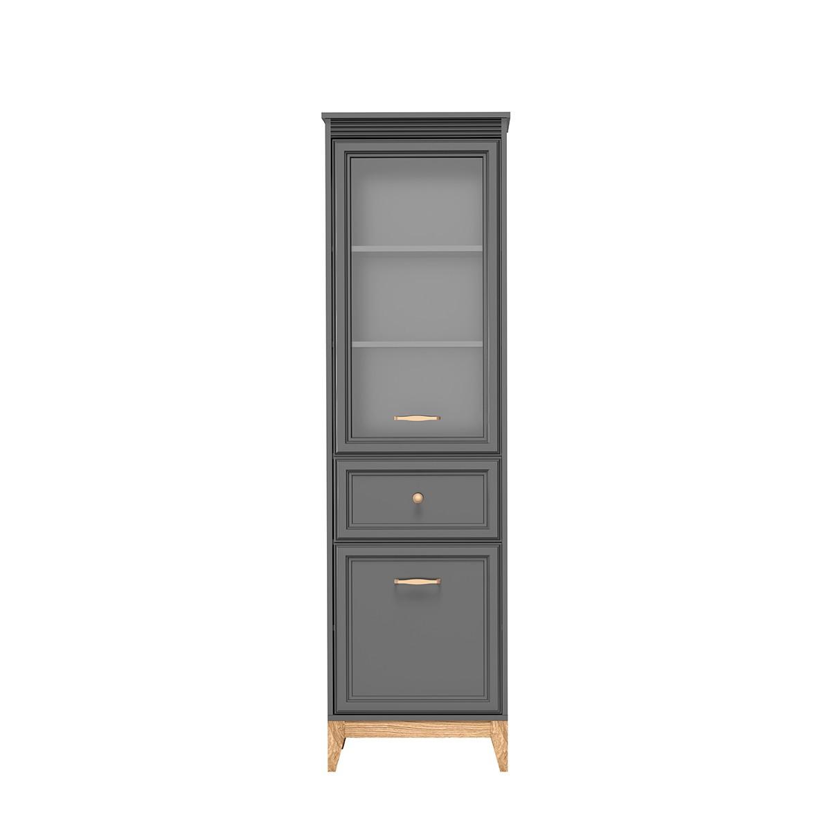 VITRINE SUOLO 193 / 55 cm in Grau - Grau, Holzwerkstoff (55/193/40.5cm) - MASSENO