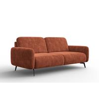 SOFA FEBE 3-Sitzer, rostroter Chenille-Stoff - Rostfarben/Schwarz, Holz/Textil (190/82/96cm) - Wozimo