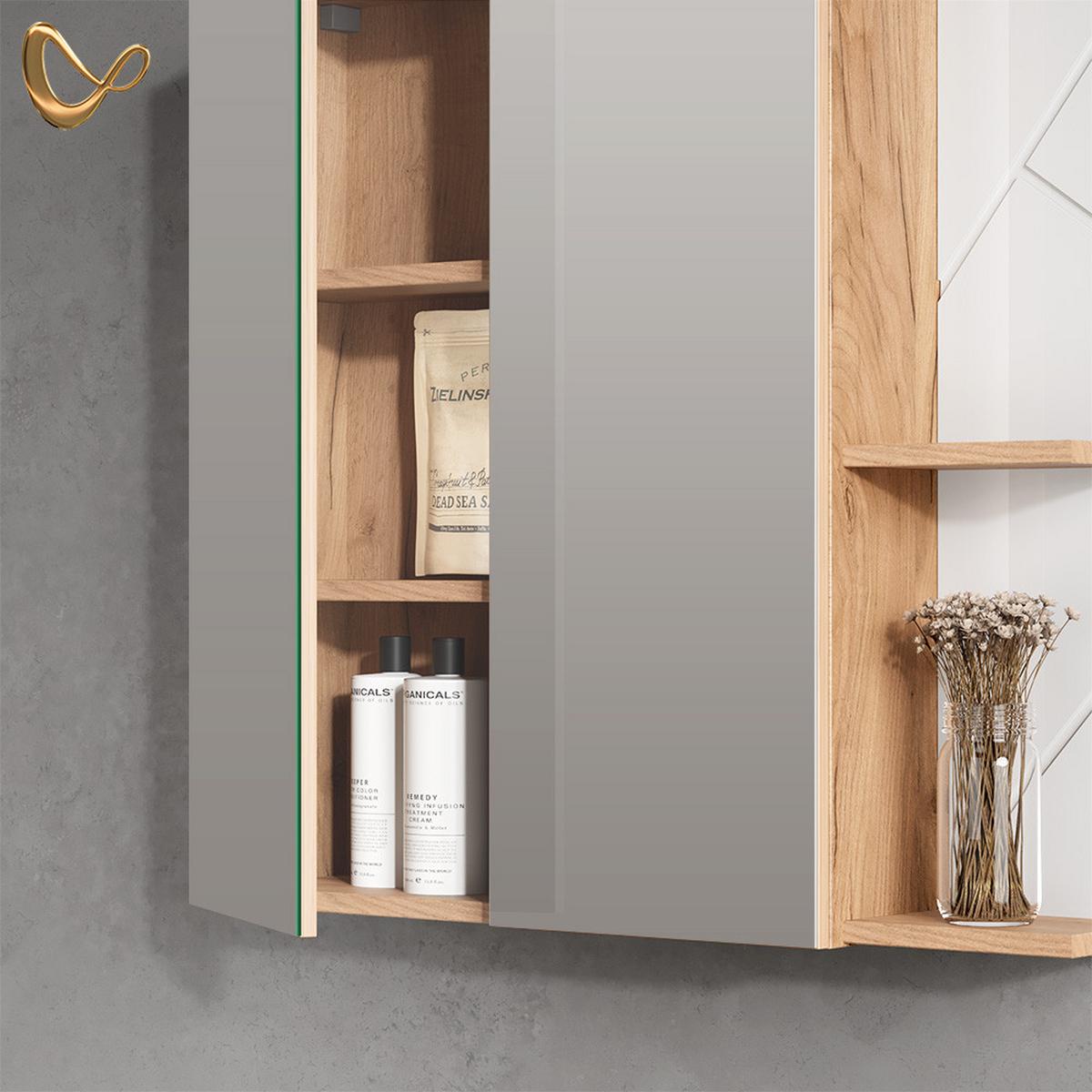 SPIEGELSCHRANK Ronco Weiß Hochglanz 80 x 75 cm - Weiß Hochglanz, Holzwerkstoff (80/75/17.2cm) - Livinity®