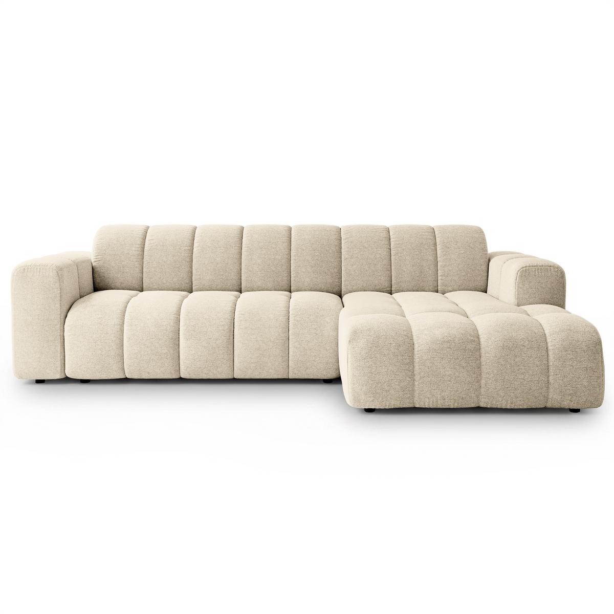 ECKSOFA SETIA Creme Strukturstoff mit Schlaffunktion - Creme, Holz (304/165cm) - MASSENO