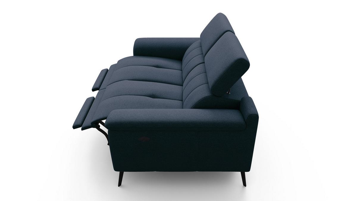 RELAXSOFA FIERO 2-Sitzer mit 2 Relaxfunktionen, dunkelblau - Schwarz/Dunkelblau, Holzwerkstoff/Textil (170/82/103cm) - Wozimo