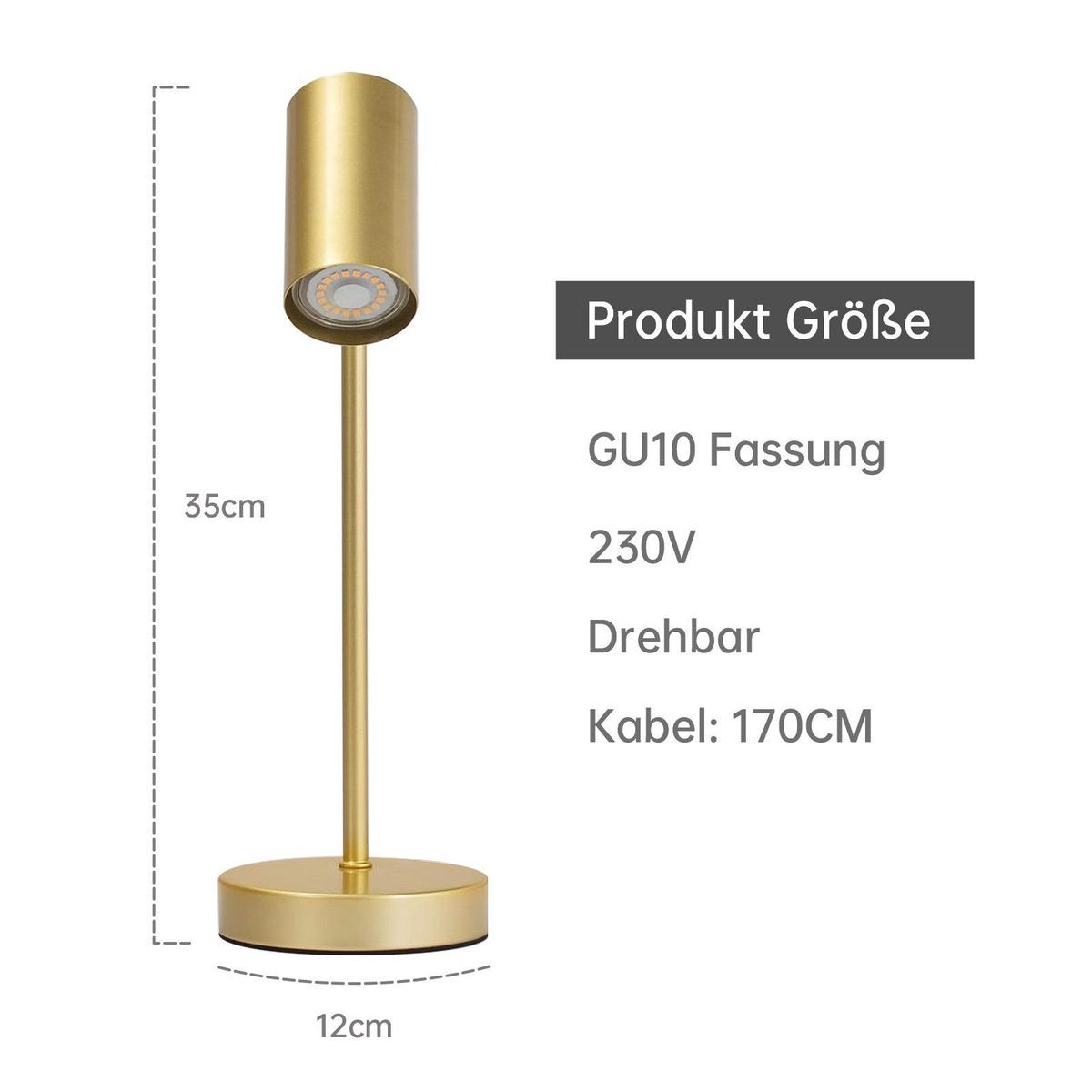 TISCHLAMPE Kian 13/12/35 cm - Goldfarben, Metall (13/12/35cm) - ZMH