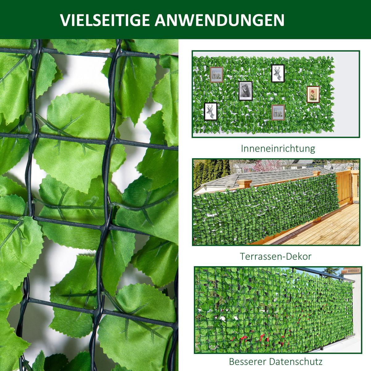 KÜNSTLICHE Hecke Sichtschutzhecke Terrasse Wanddekoration Wanddekoration - Grün, Kunststoff (150/150cm) - Outsunny