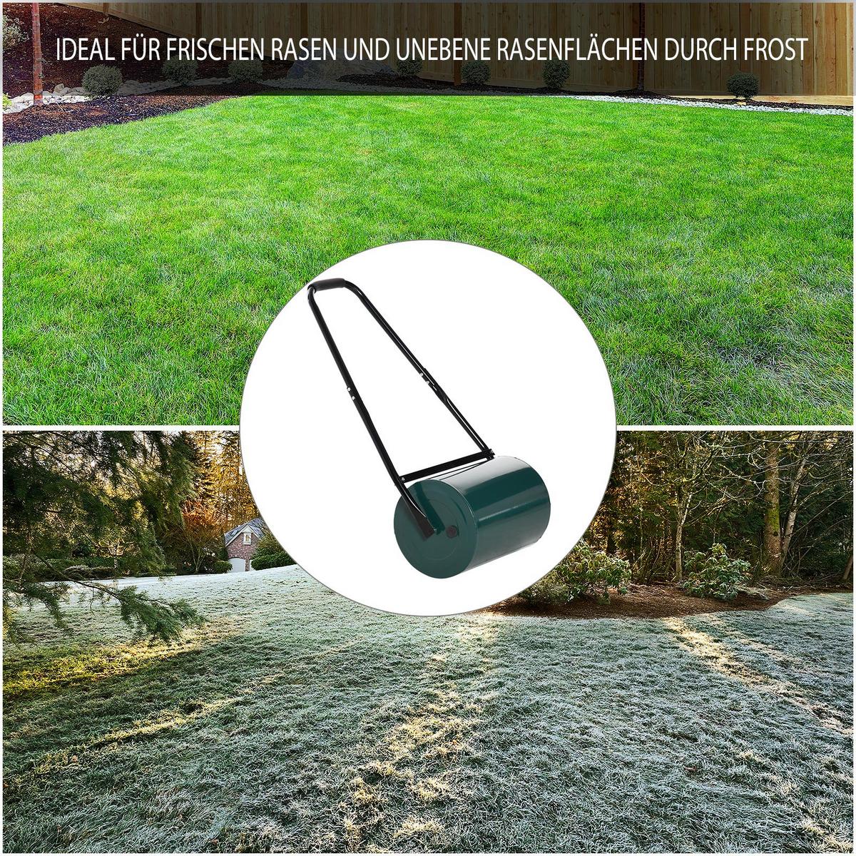 RASENWALZE, Gartenrolle, Gartenwalze mit U-Griff, 30 cm Arbeitsbreit, Metall, Grün - Dunkelgrün, Metall (50/30/102cm) - Outsunny