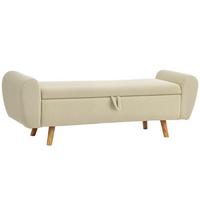 TRUHENBANK Polyester Gummibaumholz Beige - Beige, Holz/Textil (45/51/150cm) - HOMCOM