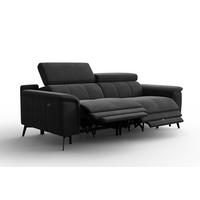 SOFA RELAX FIERO 3-Sitzer, Schwarzer Veloursstoff - Schwarz, Holz/Textil (212/82/103cm) - Courtois Laville
