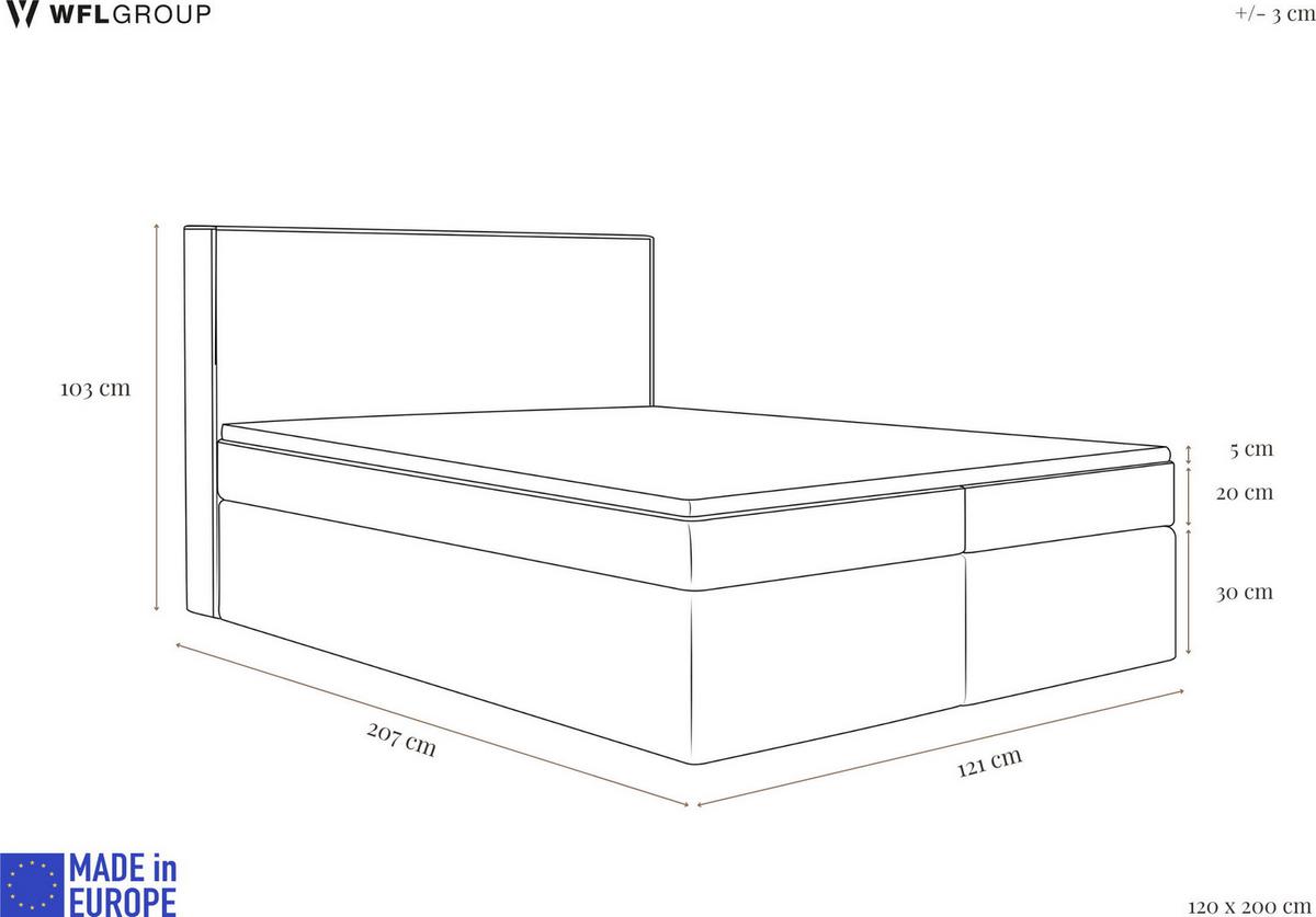 BOXBETT Terra mit Bettkasten, Boucle Beige 120/200 cm – 7-Zonen Taschenfederkern-Matratze & Komfortschaum-Topper - Beige, Holz/Holzwerkstoff (120/200cm) - WFL GROUP