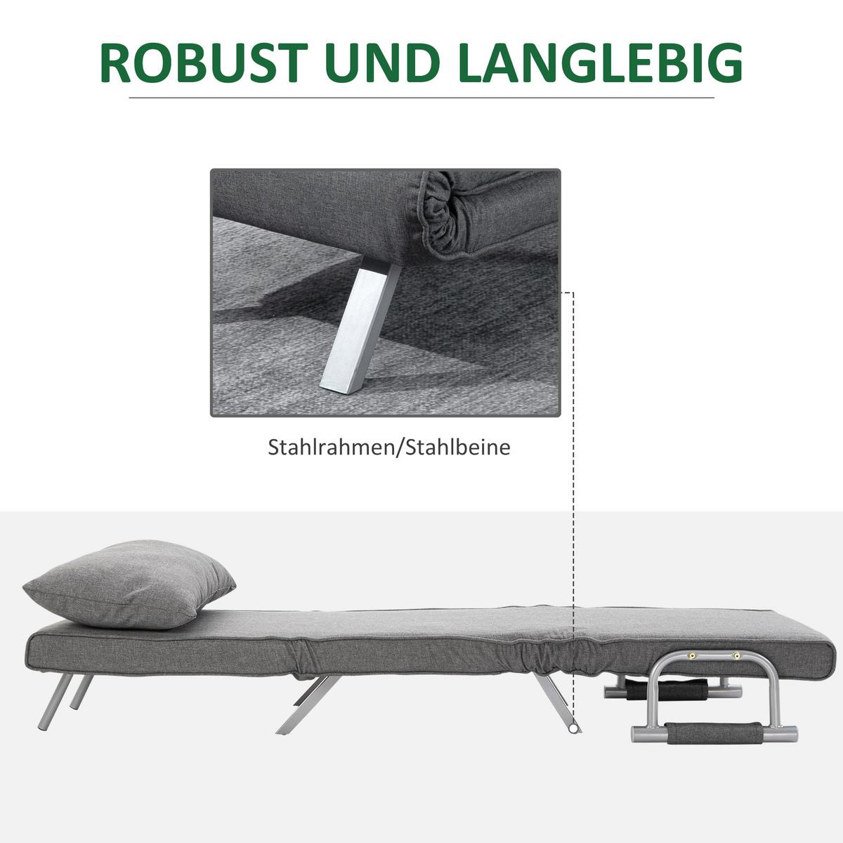 SCHLAFSESSEL 3-IN-1 mit Kissen grau - Hellgrau, Kunststoff (69/80/65cm) - HOMCOM