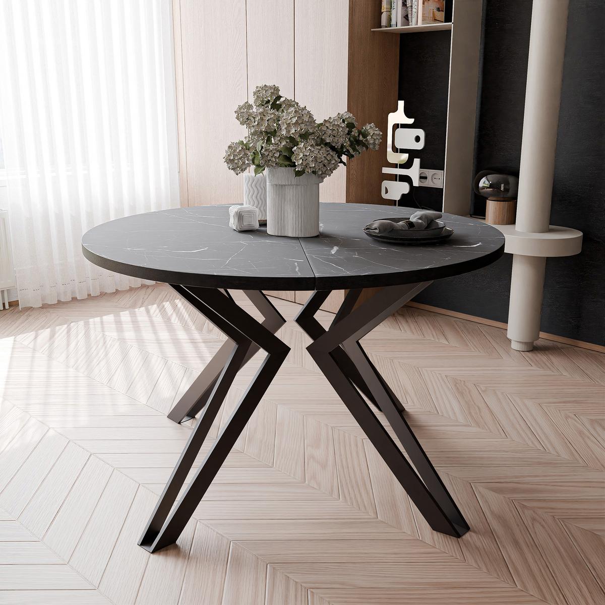 ESSTISCH ausziehbar aus MDF, Schwarz - Schwarz, Holzwerkstoff (100/100/76cm) - Idohome