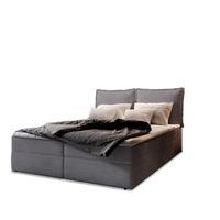 BOXBETT LENTE 160x200 cm mit Matratze und Topper - Dunkelgrau - Dunkelgrau, Holz (160/200cm) - MASSENO