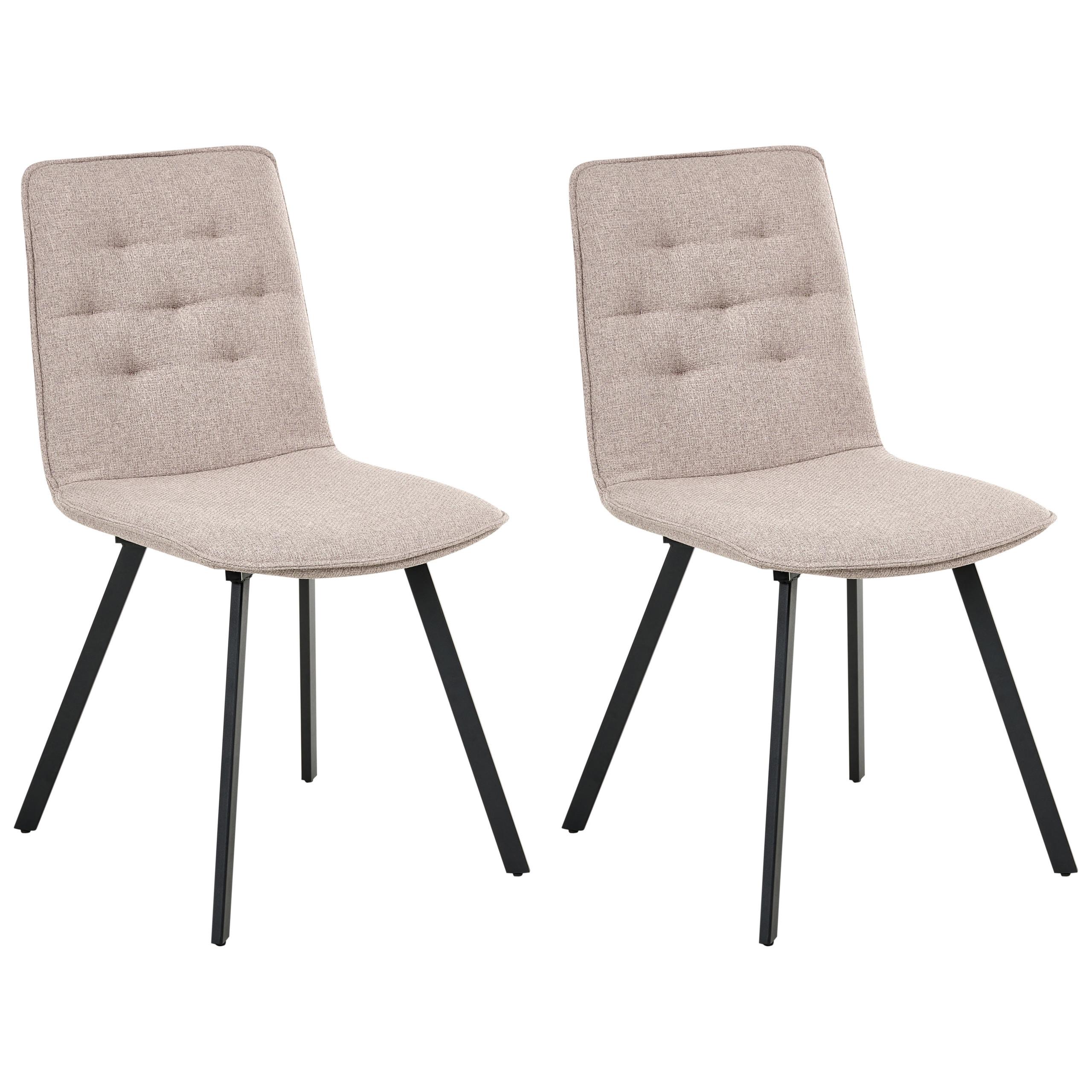 ESSZIMMERSTUHL 2er-Set Stoff Hellbraun Carver - Hellbraun, Textil (47/89/58cm) - Beliani