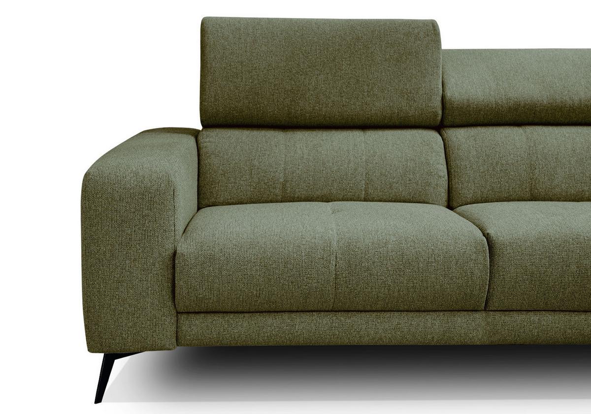 ECKSOFA MORELLO 5-Sitzer, olivgrün - Schwarz/Olivgrün, Holzwerkstoff/Textil (287/228cm) - Wozimo