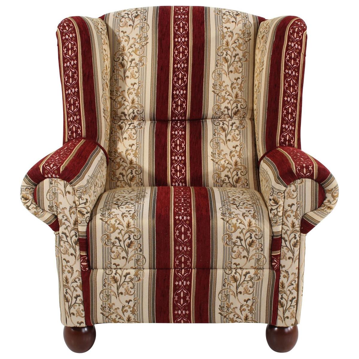 OHRENBACKENSESSEL Kasha Bezug Chenille Buche nussbaum dunkel / rot - Wengefarben/Rot, Kunststoff (93/103/87cm) - 58aufmkessel
