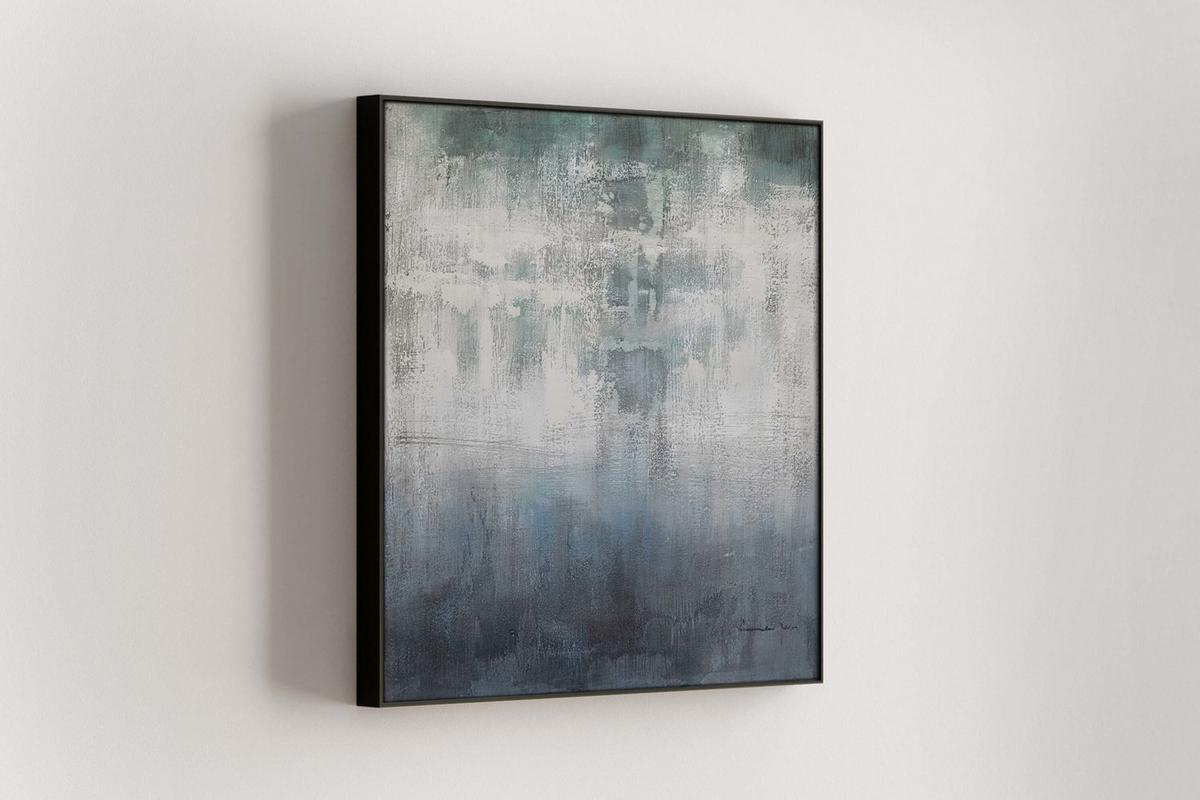 ACRYLBILD HANDGEMALT 80/80 cm - Blau/Weiß, Holz/Textil (80/80cm) - KUNSTLOFT