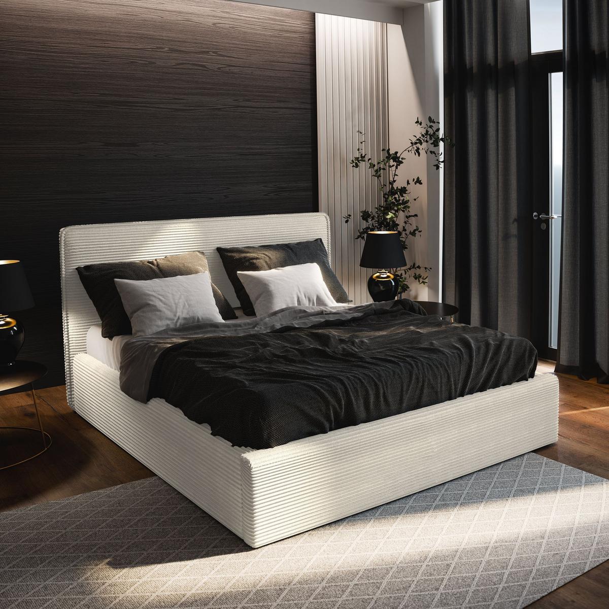 POLSTERBETT PARMA 160x200 cm mit Bettkästen - Creme - Creme, Holz (160/200cm) - MASSENO