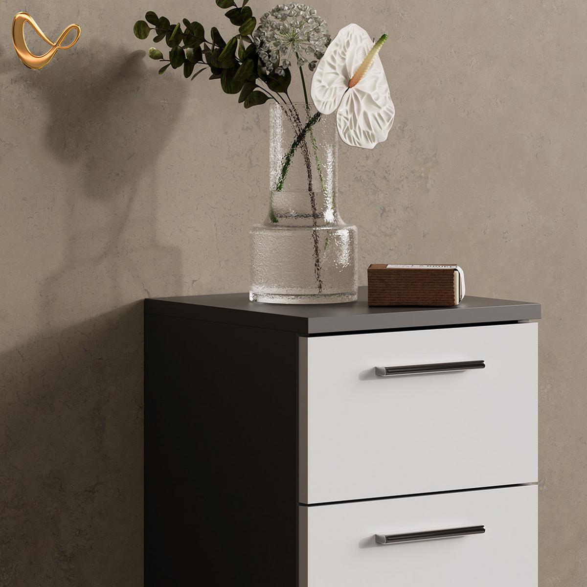 BADMÖBEL-SET Eisak Anthrazit 3 Teile, mit Midischrank - Anthrazit, Holzwerkstoff (60/60/33cm) - Livinity®