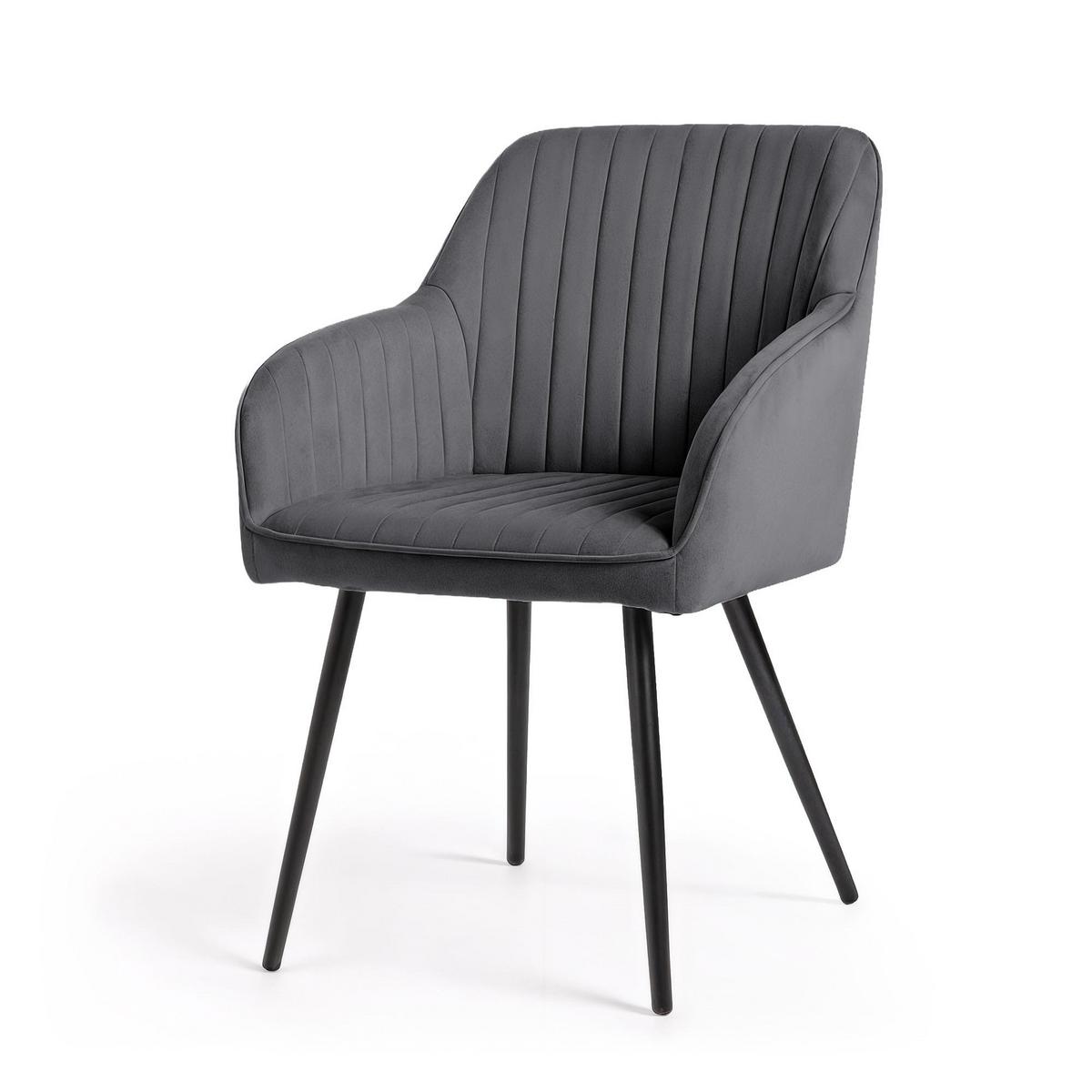 POLSTERSTUHL 2er Set, Metallbeine Graphit 54,5/82/58 - Grau, Textil (55/82/52cm) - RAUMHIRSCH FURNITURE