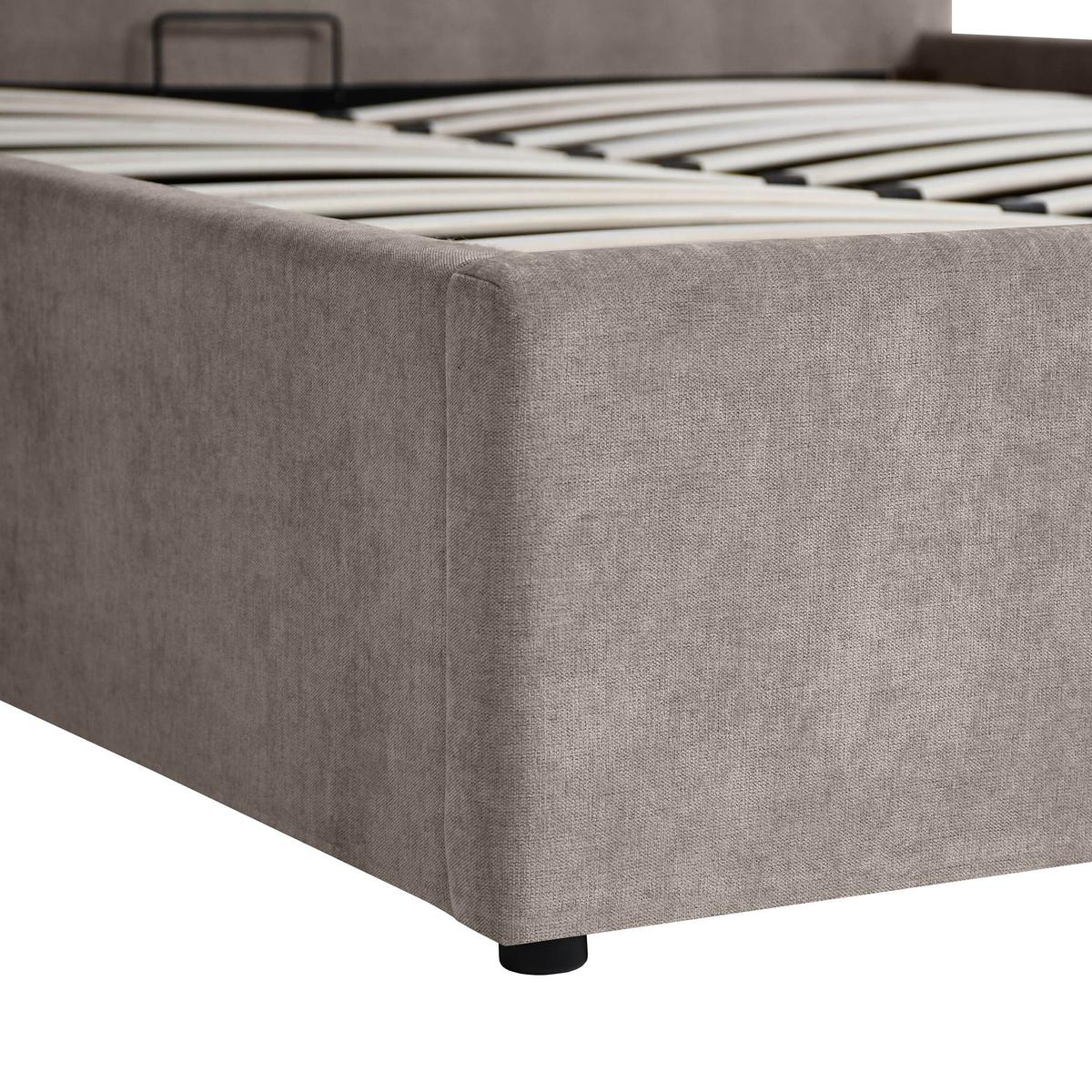 POLSTERBETT Livre mit Taschenfedernmatratze 26 cm, mit Bettkasten, 160x200 cm, Chenille-Stoff, Dunkelbeige - Cappuccino, Textil (160/200cm) - Beautysofa