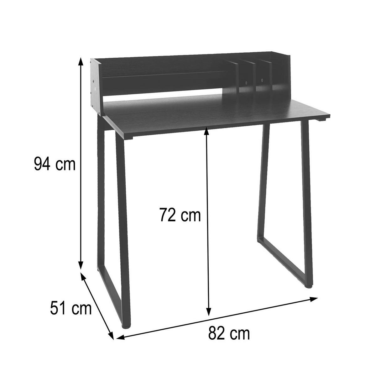 SCHREIBTISCH eckig Schwarz - Schwarz, Metall (51/82/94cm) - MCW
