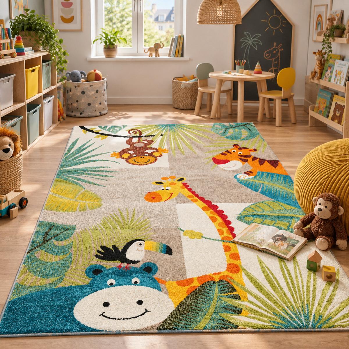 KINDER TEPPICH SOFTSTAR KIDS TIERWELT - Multicolor, Textil (80/150cm) - Pergamon