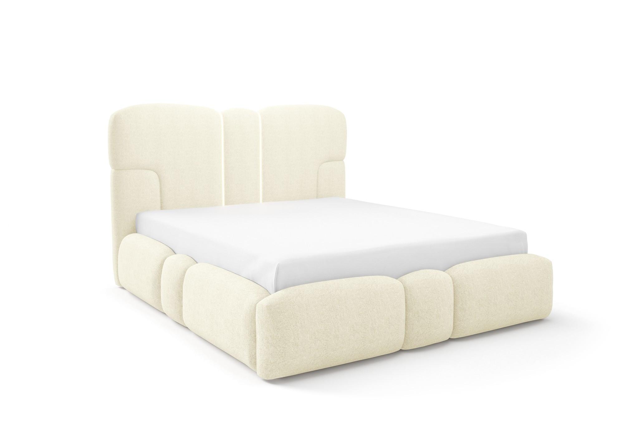 POLSTERBETT Jordan Komplettset - Creme, Holzwerkstoff/Textil (140/200cm) - Fun Möbel