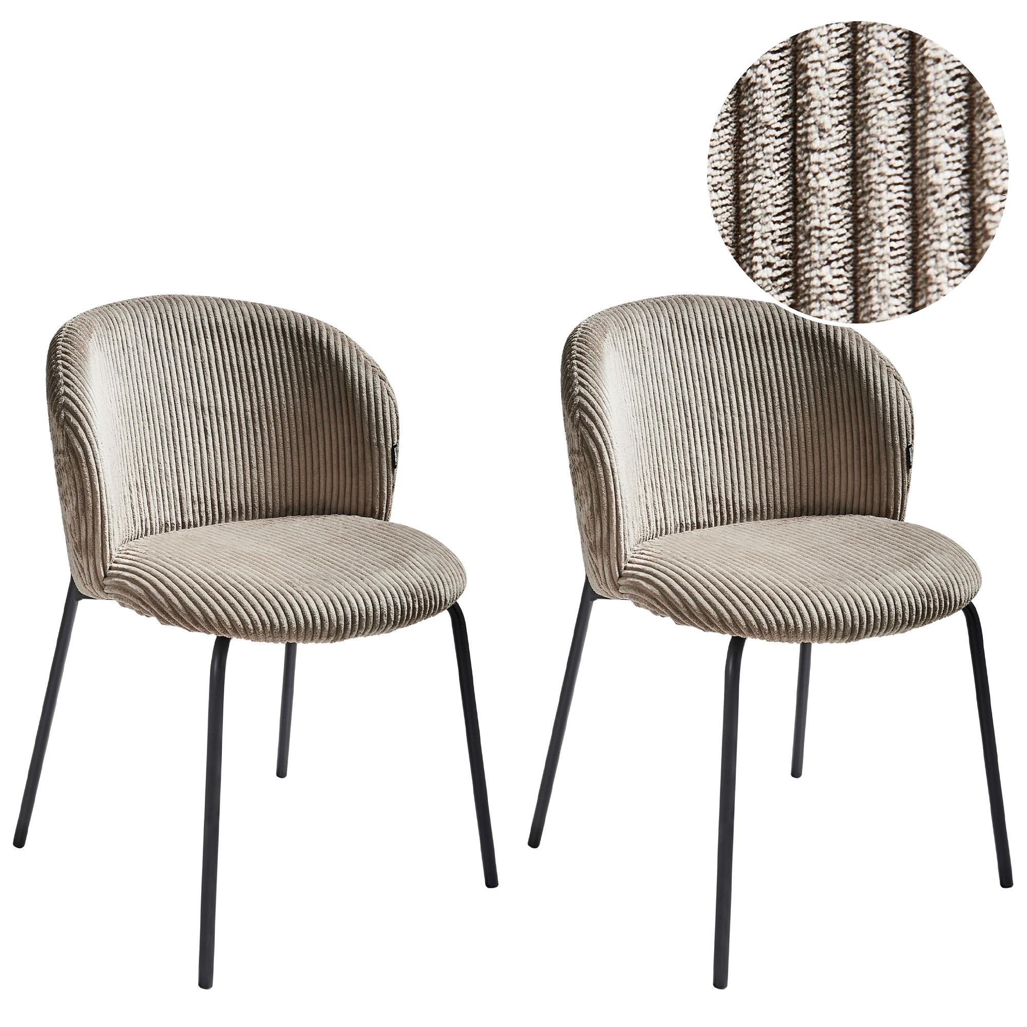 ESSZIMMERSTUHL 2er-Set Cord Taupe Miles - Taupe, Textil (53/83/55cm) - Beliani