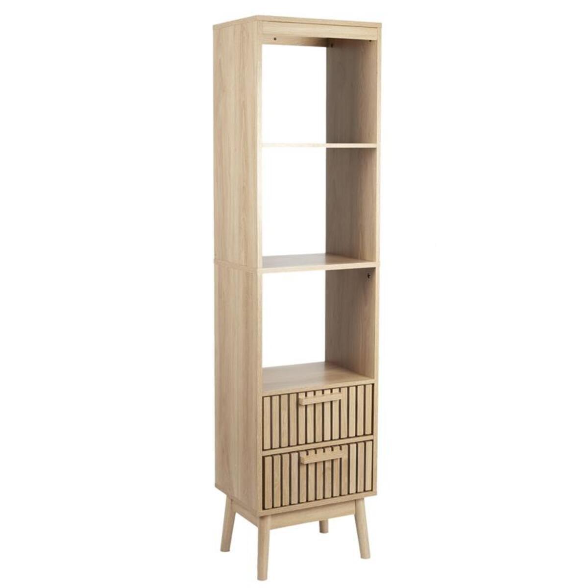 SÄULE mit 2 schubladen mit gerillten fronten und 3 nischen - klaus 40/30/160 cm - Eschefarben, Holzwerkstoff (30/160/74.5cm) - Calicosy