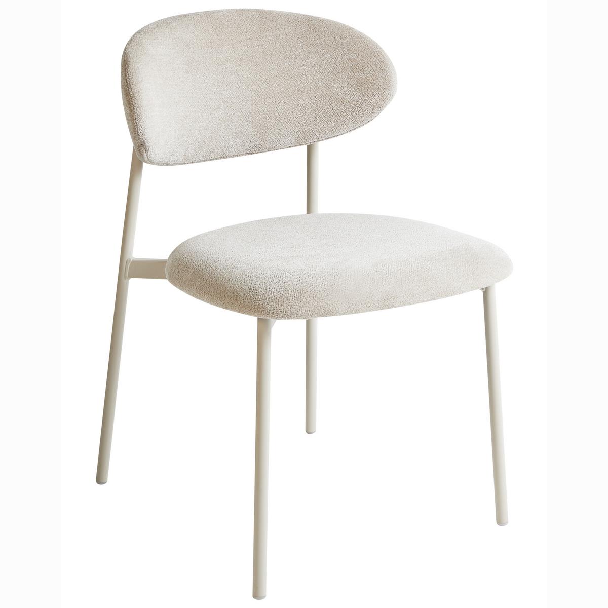 ESSZIMMERSTUHL 2er Set Chenillegewebe Hellbeige Cowley - Beige, Naturmaterialien (46/76/51cm) - Beliani