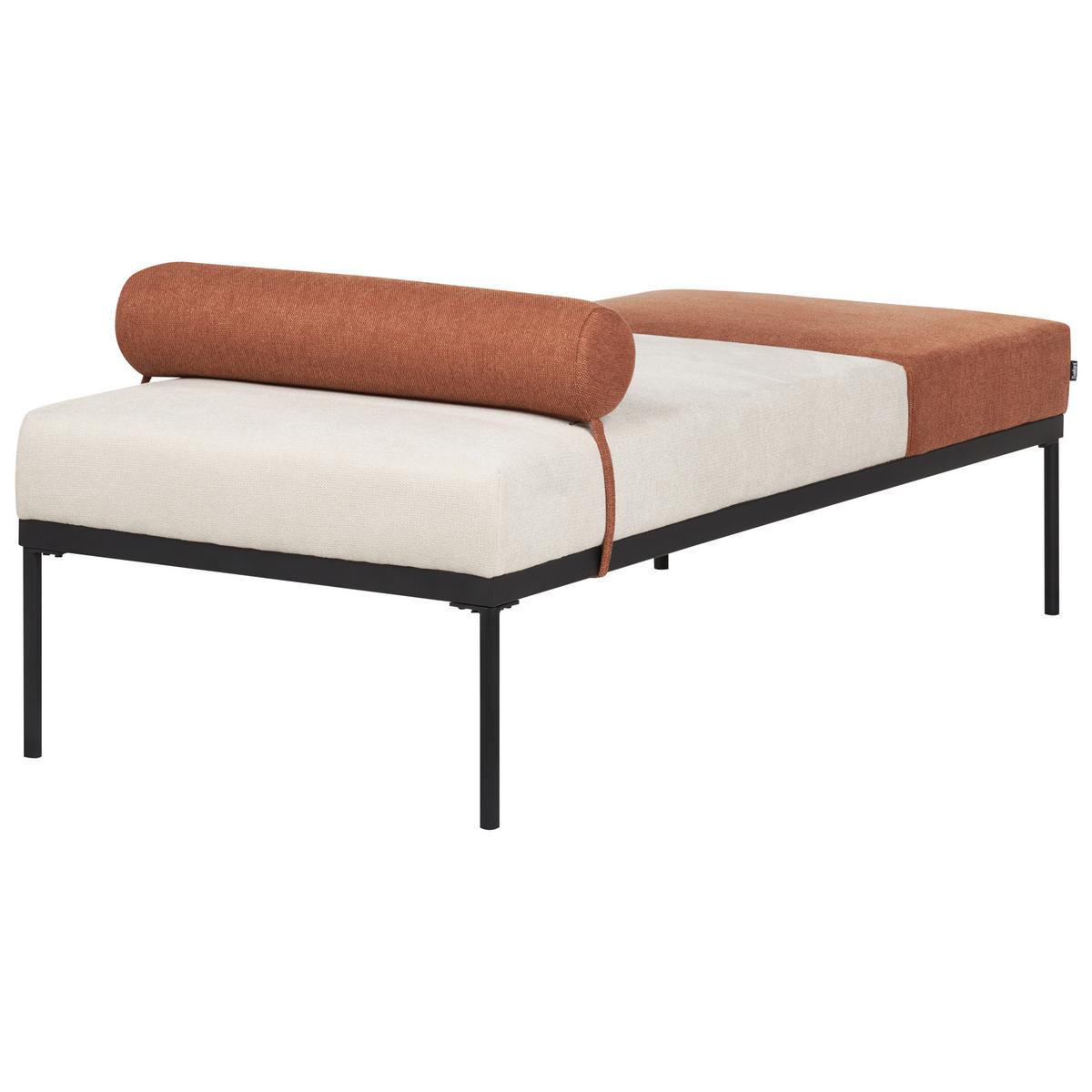 CHAISELONGUE Kunstleinen Goldbraun Malmos - Beige/Goldfarben, Textil (172/47/73cm) - Beliani