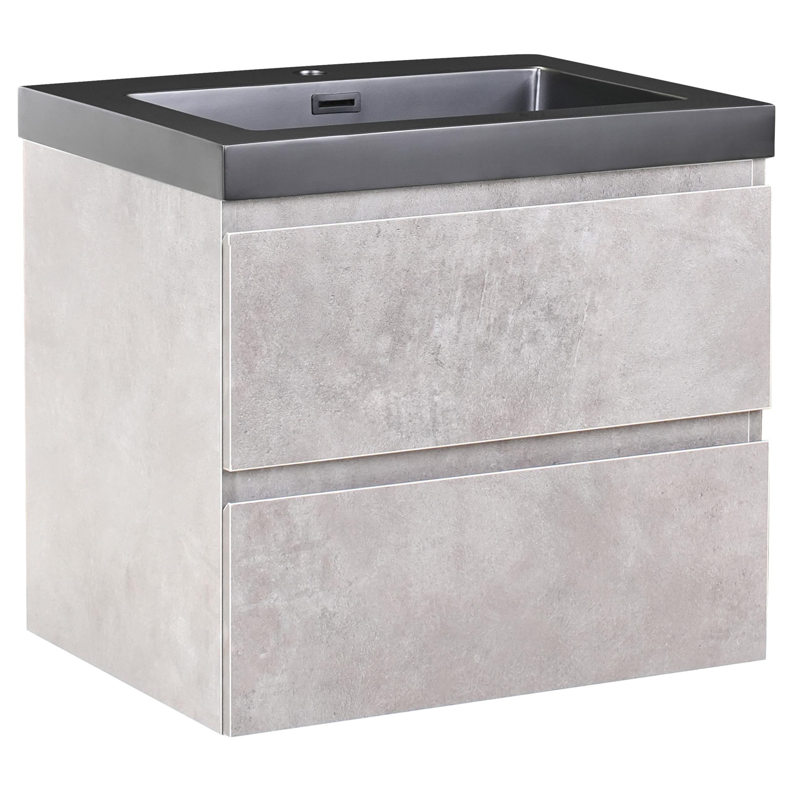 WASCHBECKENUNTERSCHRANK wandmontiertk mit Waschbecken Grau Cardiel - Grau, Holzwerkstoff (60/55/74cm) - Beliani