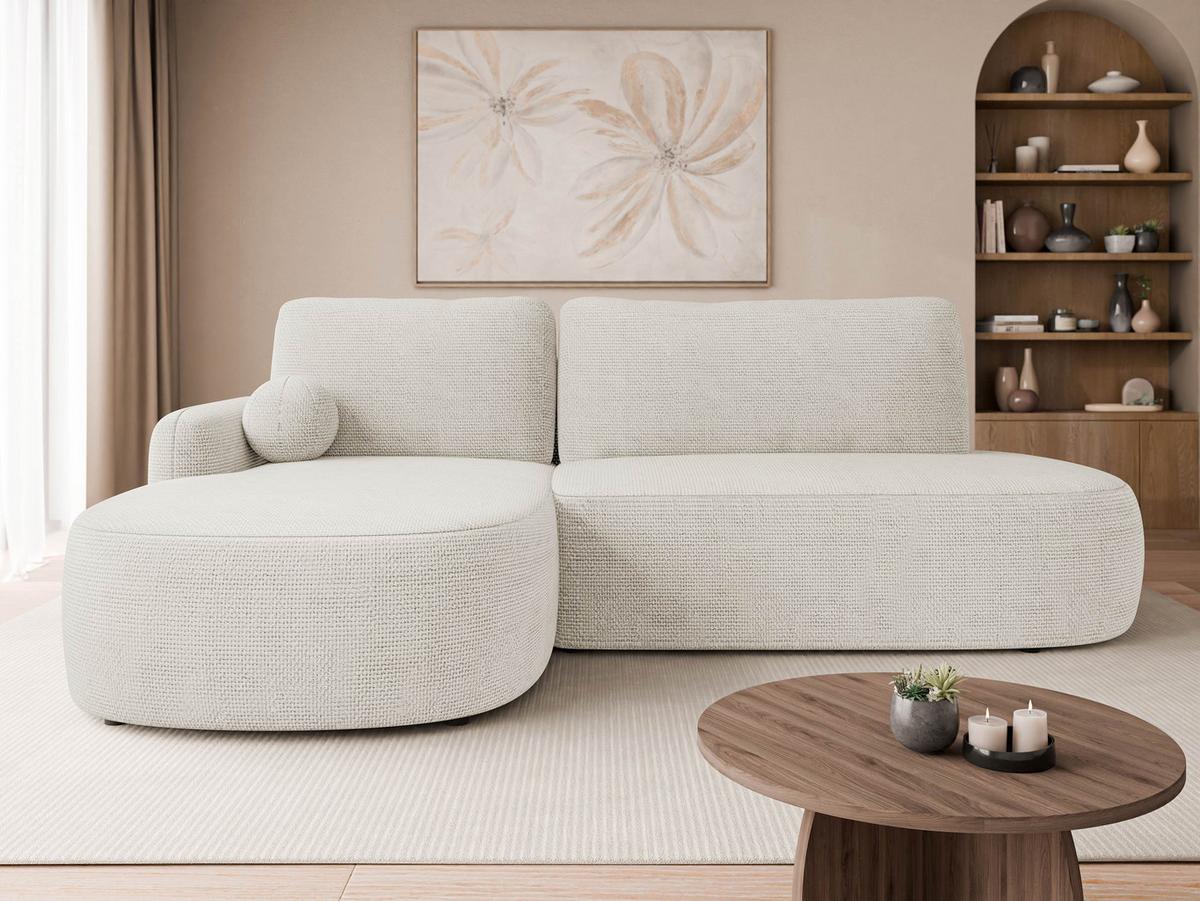 ECKSOFA Loridu O, Seite: Links - Creme/Schwarz, Holz/Kunststoff (274/174cm) - MIRJAN24