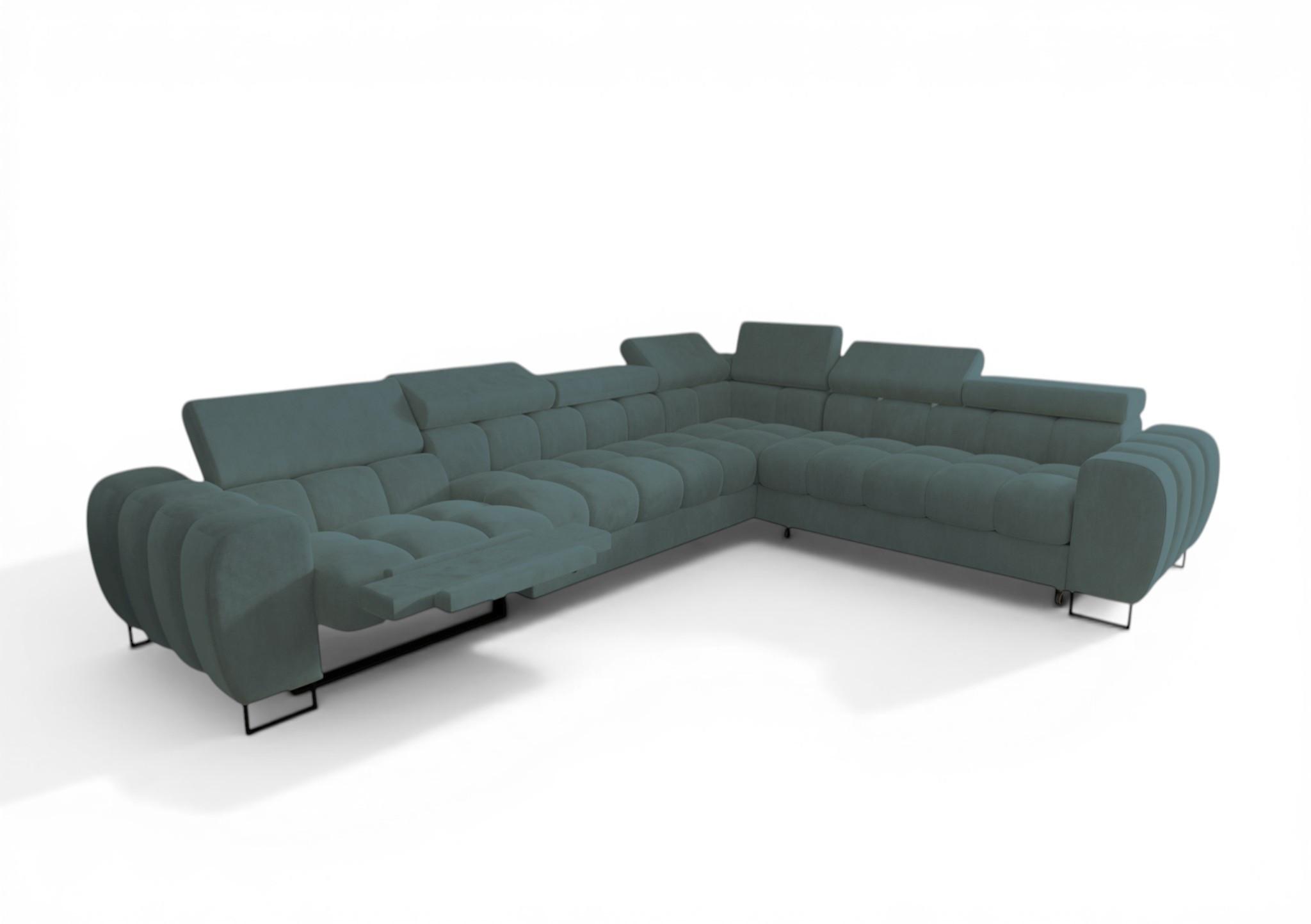 ECKSOFA Bastien Relax - Grün, Holzwerkstoff/Textil (330/260cm) - Fun Möbel